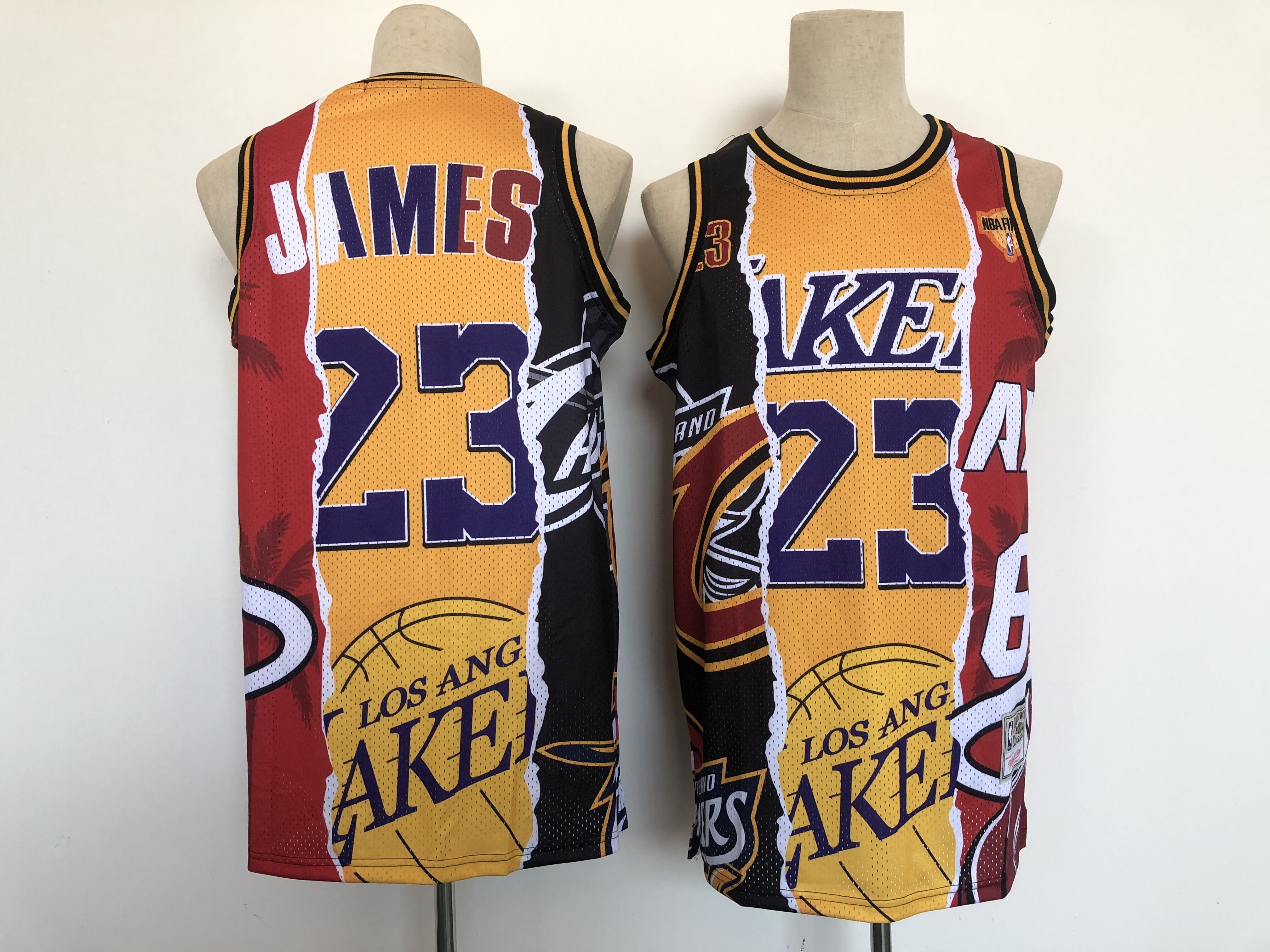 Men Los Angeles Lakers #23 James Yellow Tripartite split version 2021 NBA Jersey